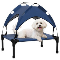Produktbild von PawHut Erhöhtes Hundebett mit Baldachin für Mini- und Kleinhunde aus Oxford-Gewebe Blau 61 x 46 x 63 cm