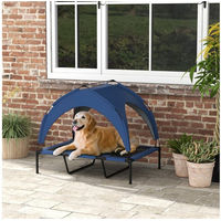 Produktbild von PawHut Erhöhtes Hundebett mit Baldachin und Dach aus Oxford-Gewebe Dunkelblau 106 x 76 x 94 cm