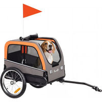Produktbild von PawHut Fahrradanhänger für Hunde faltbar mit Sicherheitsreflektoren und 2 Türen in Grau Größe M