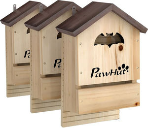 Produktbild von PawHut Fledermauskasten 3er Set aus Naturholz zum Aufhängen