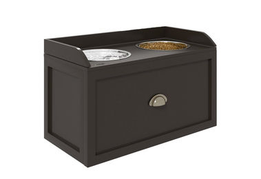 PawHut Futternapf erhöhter Fressnapf mit Schublade aus Edelstahl Braun 60 x 30 x 36 cm – Bild 1 von 3