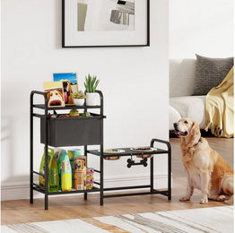 PawHut Futternapf für Hunde aus Edelstahl höhenverstellbar Schwarz 2 x 800 ml – Bild 1 von 5