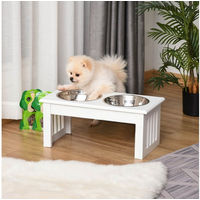 Produktbild von PawHut Futternapf mit 2 Edelstahl Schalen und Napfständer für kleine Hunde Weiß