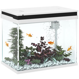 PawHut Glas-Aquarium 41 Liter mit LED-Beleuchtung, Filtersystem und Wasserpumpe, Weiß, 48 x 30 x 41 cm – Bild 1 von 5