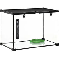 Produktbild von PawHut Glasterrarium für Reptilien Amphibien und Insekten mit Thermometer Schwarz 50 x 30 x 35 cm