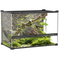 Produktbild von PawHut Glasterrarium für Reptilien und Amphibien mit Steinrückwand und Frontbelüftung Schwarz 50 x 30 x 35 cm 48L