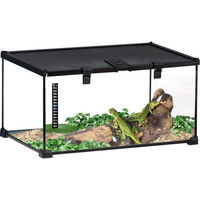 Produktbild von PawHut Glasterrarium für Reptilien und Amphibien mit Thermometer aus Metall Schwarz 50 x 30 x 25 cm