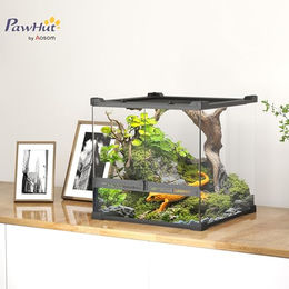 PawHut Glasterrarium für Reptilien und Amphibien Schwarz 24L 30 x 30 x 30 cm – Bild 1 von 11