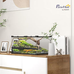 PawHut Glasterrarium für Reptilien und Spinnen Schwarz 34L 50 x 30 x 25 cm – Bild 1 von 7