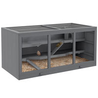 Produktbild von PawHut Hamsterkäfig aus Holz für Hamster und Zwerghamster 3 Etagen Grau 115 x 57 x 55 cm