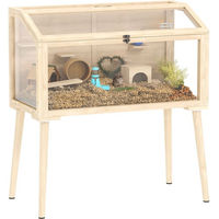 Produktbild von PawHut Hamsterkäfig aus Holz mit Wippe und Wasserflasche für Zwerghamster und Kleintiere