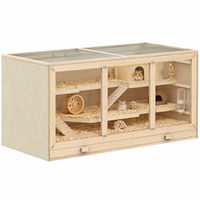 Produktbild von PawHut Hamsterkäfig aus Naturholz für Kleintiere wie Hamster und Mäuse dreistöckig 115 x 57 x 55 cm