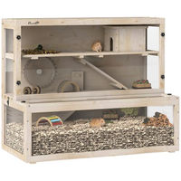 Produktbild von PawHut Hamsterkäfig aus Naturholz mit 3 Etagen und Zubehör für Kleintiere 100 x 50 x 84 cm