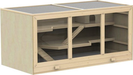 PawHut Hamsterkäfig aus Tannenholz und PVC in Braun 57 x 55 x 115 cm – Bild 1 von 3
