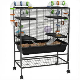 PawHut Hamsterkäfig für Hamster Rennmäuse und Zwerghamster mit Röhren Laufrad Häuschen und Wasserspender Schwarz 109x82x46 cm – Bild 1 von 13