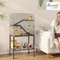 Produktbild von PawHut Hamsterkäfig mit 3 Etagen und Röhrensystem für Hamster und Zwerghamster, transparenter Kleintierkäfig mit Zubehör, Schwarz, 77 x 49 x 130,5 cm