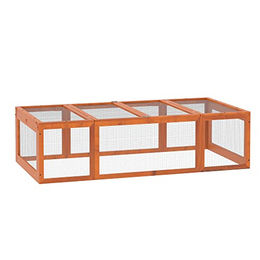 PawHut Hasenstall aus Tannenholz für Kaninchen und Meerschweinchen winterfest mit aufklappbarem Dach Orange 180x90x48 cm – Bild 1 von 6