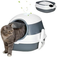 Produktbild von PawHut Haubentoilette für Katzen aus Kunststoff in Weiß und Grau