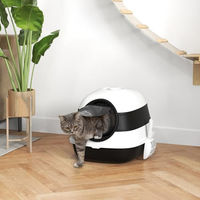 Produktbild von PawHut Haubentoilette für Katzen aus Kunststoff mit Deckel in Weiß-Schwarz 52 x 41 x 38 cm