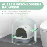 Produktbild von PawHut Haubentoilette für Katzen aus Kunststoff mit Deckel und Bodenschublade in Grau