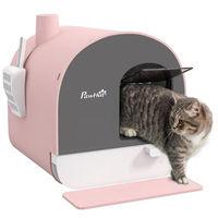 Produktbild von PawHut Haubentoilette für Katzen Rosa aus Kunststoff mit Schaufel und Streu-Matte