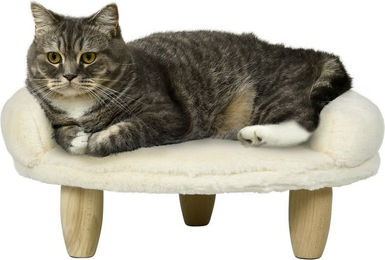 PawHut Haustiersofa aus Plüsch für Katzen und Hunde in Weiß Größe S – Bild 1 von 13