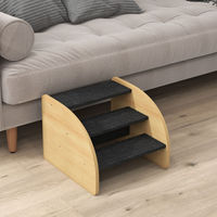 Produktbild von PawHut Haustiertreppe 3-stufige Hunderampe und Katzentreppe aus Holz für kleine Hunde bis 10 kg in Eiche und Schwarz 38,5 x 38,5 x 30 cm