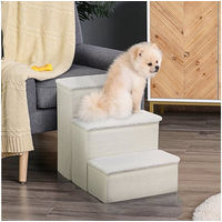 Produktbild von PawHut Haustiertreppe aus Holz mit 3 Stufen für Hunde und Katzen in Weiß 40 x 54 x 48 cm