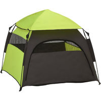 Produktbild von PawHut Haustierzelt für Hunde und Katzen Outdoor mit Sonnendach und Meshfenster Grün Dunkelgrau 120x120x106cm