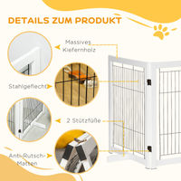 Produktbild von PawHut Holz Türschutzgitter für Hunde bidirektional faltbar weiß 305 x 35,5 x 82 cm