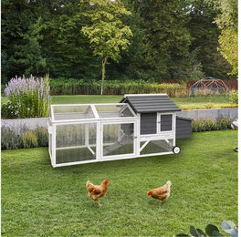 PawHut Home Deluxe Hühnerstall aus Holz mit integriertem Auslauf und Nistkasten 224 x 107 cm – Bild 1 von 5