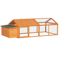 Produktbild von PawHut Hühnerstall Freilaufgehege mit Nistkasten aus Holz in Orange 240 x 113 x 76 cm