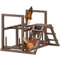 Produktbild von PawHut Hühner Spielgerüst aus Holz in Braun mit Schaukel, Leiter und Plattformen