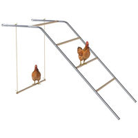 Produktbild von PawHut Hühner Spielgerüst aus Holz mit Schaukel und Hühnerstangen in Silber