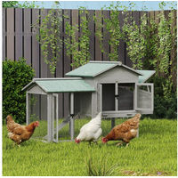 Produktbild von PawHut Hühnerhaus aus Holz mit Freilaufgehege Nistkasten und Rampe für Hühner Kaninchen und Enten in Grau