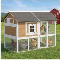 Produktbild von PawHut Hühnerstall aus Holz mit Auslauf und Nistkasten für 4 Hühner Braun 200 x 104 x 145 cm