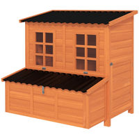 Produktbild von PawHut Hühnerstall aus Tannenholz mit Nistkasten und Freilaufgehege für 4-6 Hühner, Ente oder Kaninchen, Orange, 100x86x100cm