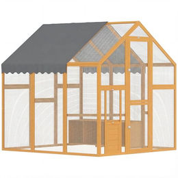 PawHut Hühnerstall Freilaufgehege aus Holz für Hühner, Enten, Kaninchen und Gänse mit 2 Nistkästen und 2 Sitzstangen 1,7 x 1,8 x 1,8 m – Bild 1 von 13