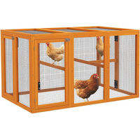 Produktbild von PawHut Hühnerstall Freilaufgehege aus Holz in Orange mit Doppeltür und Sitzstange 140 x 84,5 x 80,5 cm