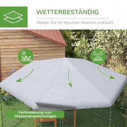 PawHut Hühnerstall Freilaufgehege aus Metall für Hühner Enten und Kaninchen 400 x 346 x 263 cm mit Abdeckung Silber oder Grau – Bild 1 von 12