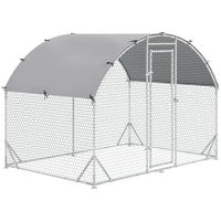 Produktbild von PawHut Hühnerstall Freilaufgehege aus Metall für Hühner Kaninchen und Enten Silber 280 x 190 x 197 cm