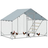 Produktbild von PawHut Hühnerstall Freilaufgehege aus verzinktem Stahl mit UV-beständiger Dachabdeckung für 6-8 Hühner oder Enten Silber