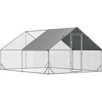 Produktbild von PawHut Hühnerstall Freilaufgehege XXL aus Metall mit Schatten-Dach in Grau für Hühner Kaninchen und Enten 3 x 4 x 2 m
