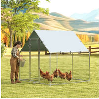 Produktbild von PawHut Hühnerstall Hühnergehege aus verzinktem Metall mit wetterfester UV-Dachabdeckung und abschließbarer Tür für Hühner, Kaninchen, Enten und Gänse 2x2x2 m Silber