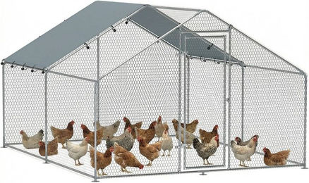Produktbild von PawHut Hühnerstall mit UV-beständigem und wasserdichtem Oxford-Gewebe in Silber 10,2 m²