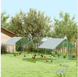 PawHut Hühnerstall mit UV-beständiger Abdeckung aus Oxford-Gewebe für Hühner Kaninchen Enten und Gänse Silber 300 x 800 x 195 cm – Bild 1 von 4