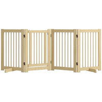 Produktbild von PawHut Hund Absperrgitter aus Holz 4-teilig freistehend 204 x 75 cm Natur