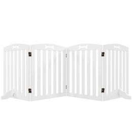 PawHut Hund Absperrgitter Freistehendes Schutzgitter mit Füßen Weiß 207,5 x 61 cm 4 Paneele – Bild 1 von 4