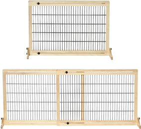 Produktbild von PawHut Hunde Absperrgitter aus Holz ausziehbares Türschutzgitter
