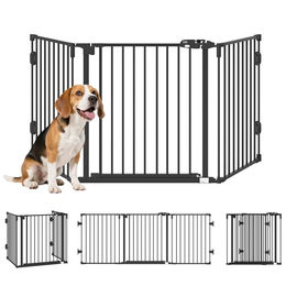 PawHut Hunde Absperrgitter freistehend und verstellbar Schwarz 202,5 x 76 cm – Bild 1 von 10